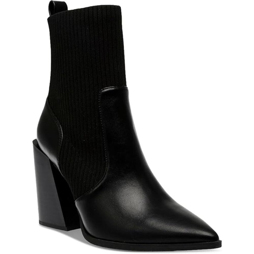 NEW Wild Pair Trinityy Pointed-Toe Pull-On Knit Dress Booties Black Smooth 8.5M